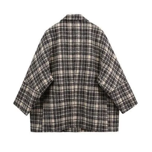 Wenkouban-Winter outfits Christmas Black Friday Retro Plaid Single Breasted Blazer