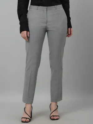 Women's Formal Flat Front Grey   Full length Mid rise Trousers