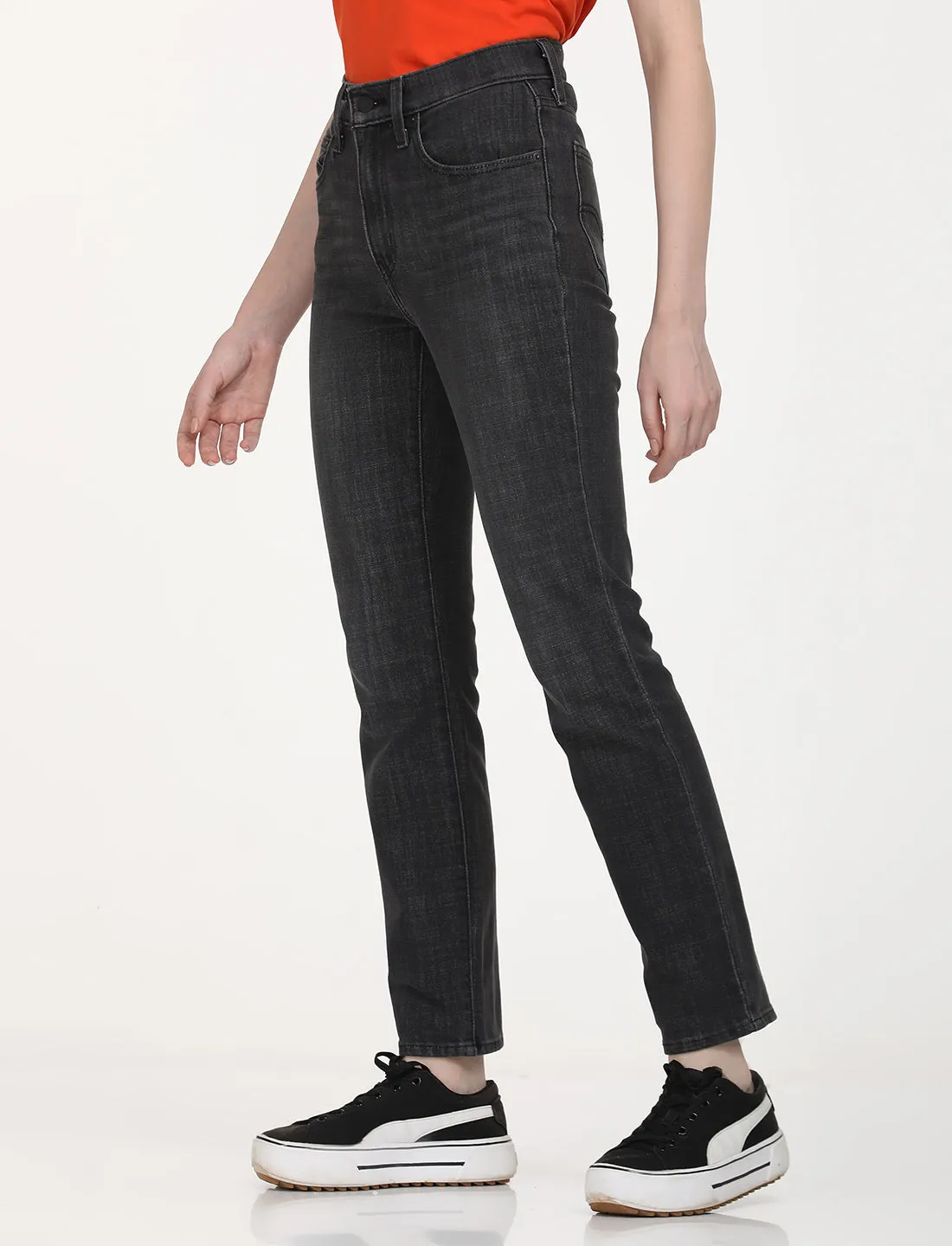 Women's High Rise 724 Slim Fit Black Jeans