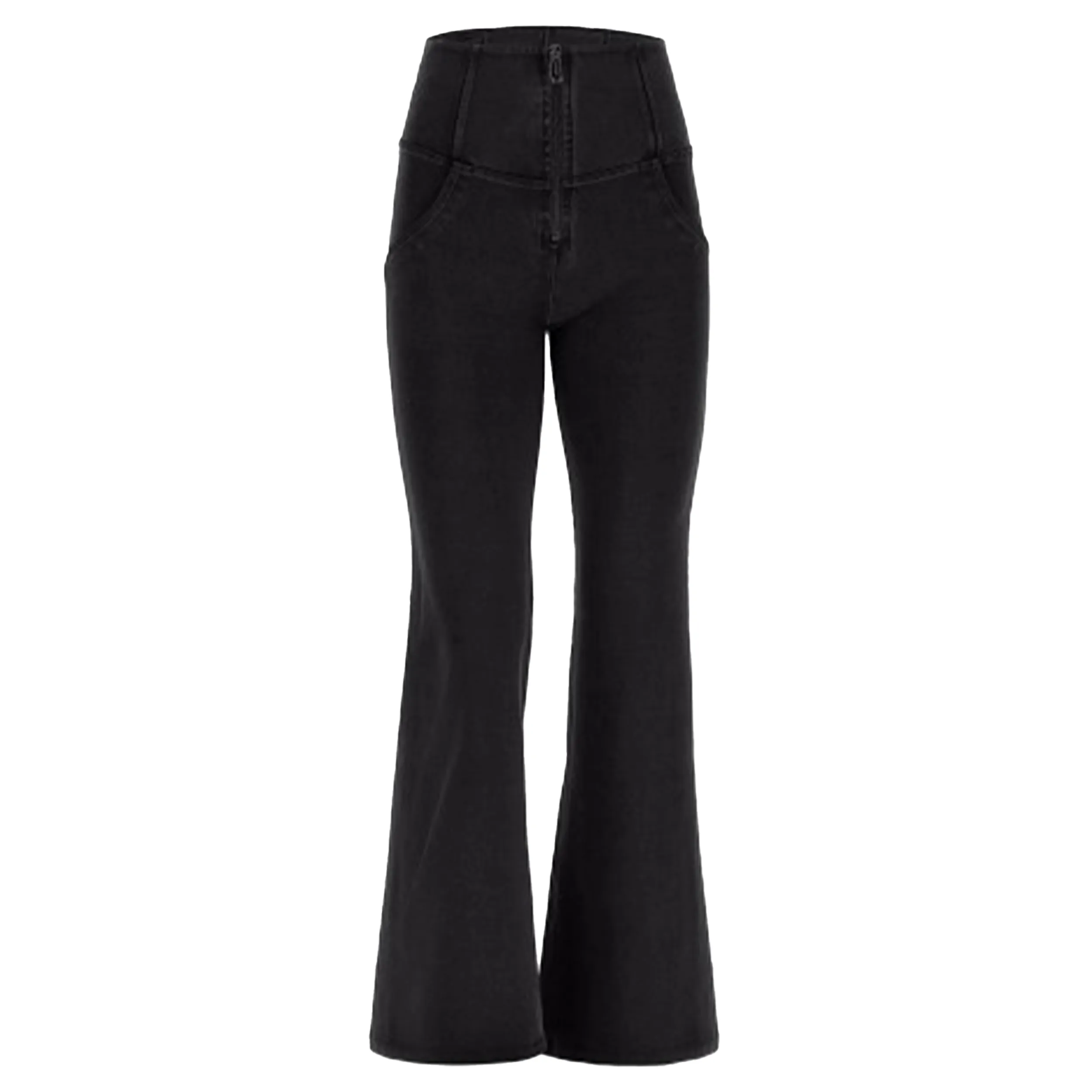 (WRUP29HF315-J7N) Zwarte WR.UP® Flared Jeans met een Hoge Taille en Ritssluiting