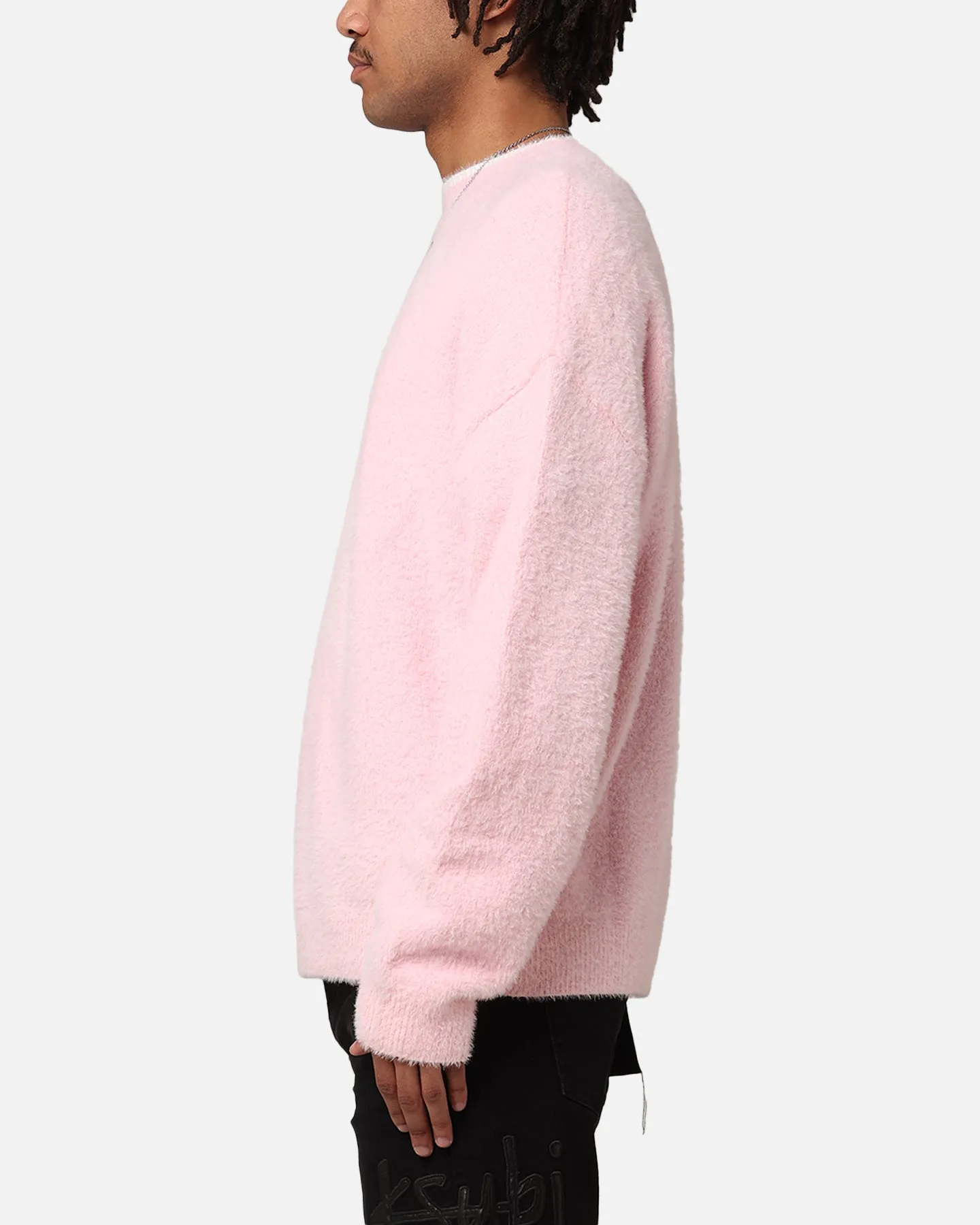 XXIII Crew Neck Fluffy Sweater Pink/White