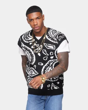 XXIII Paisley Vest Cardigan Black/White