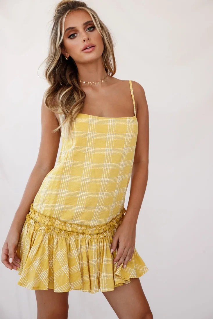 Zelda Dropped Waist Shift Dress Mustard