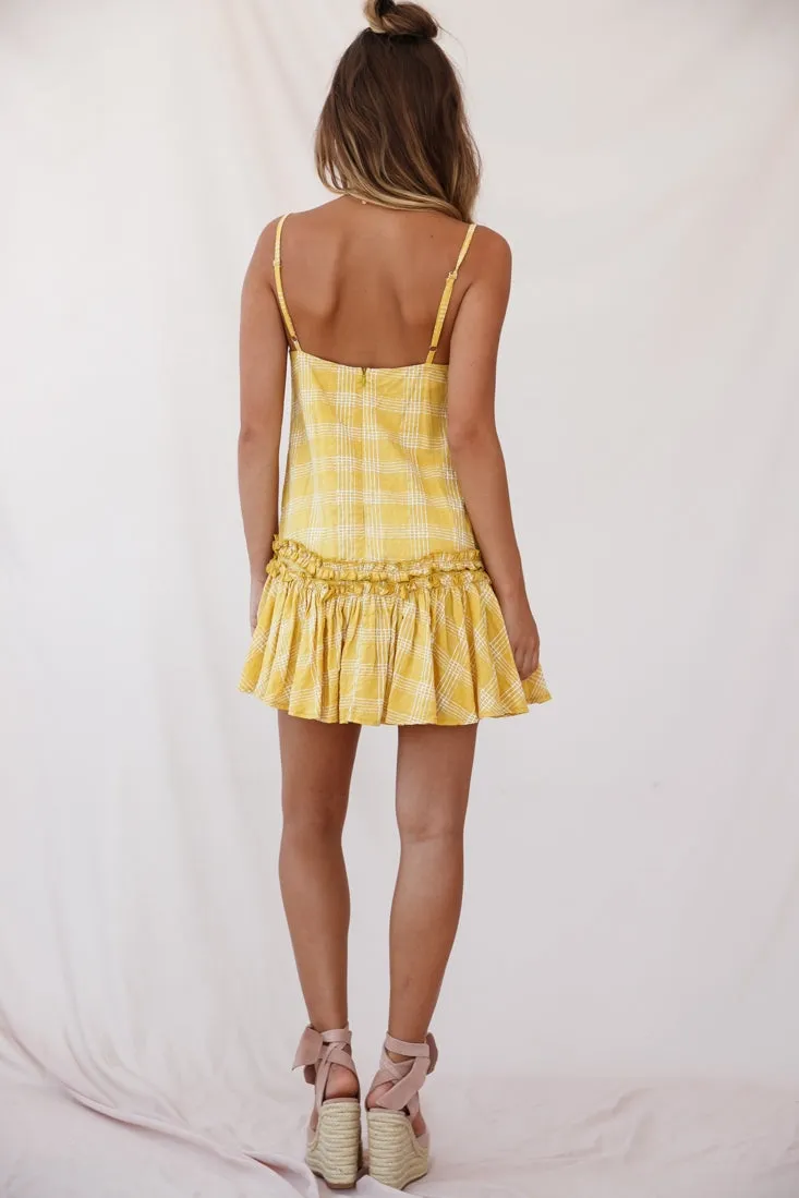 Zelda Dropped Waist Shift Dress Mustard