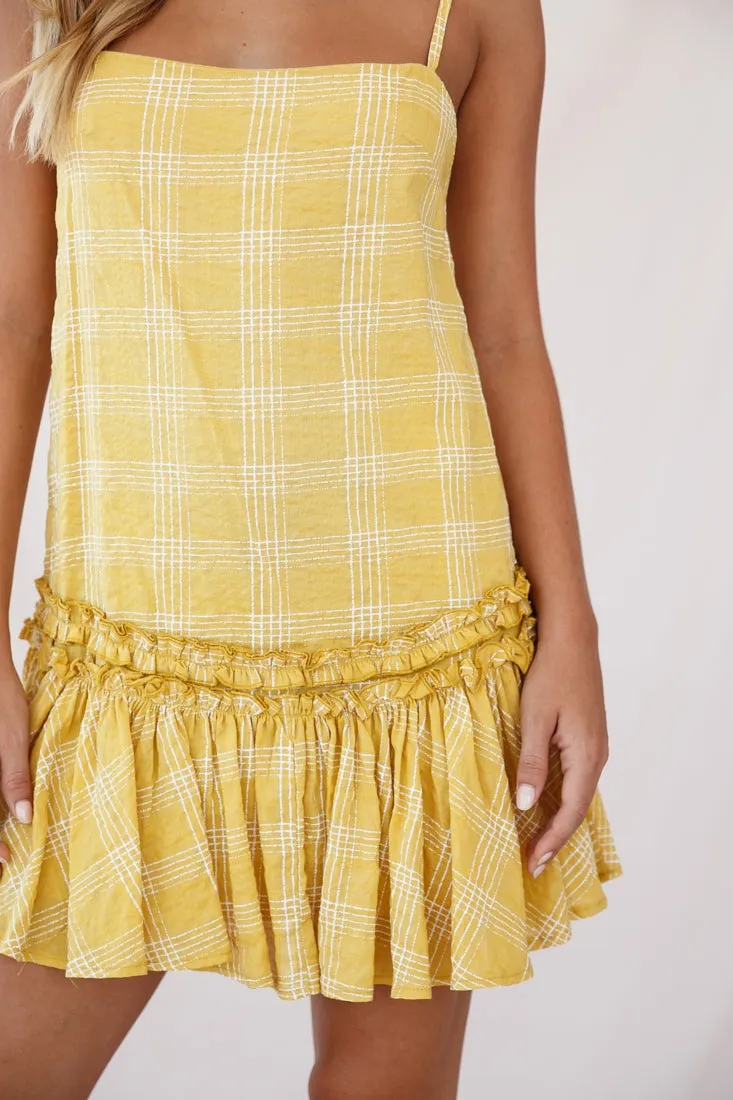 Zelda Dropped Waist Shift Dress Mustard